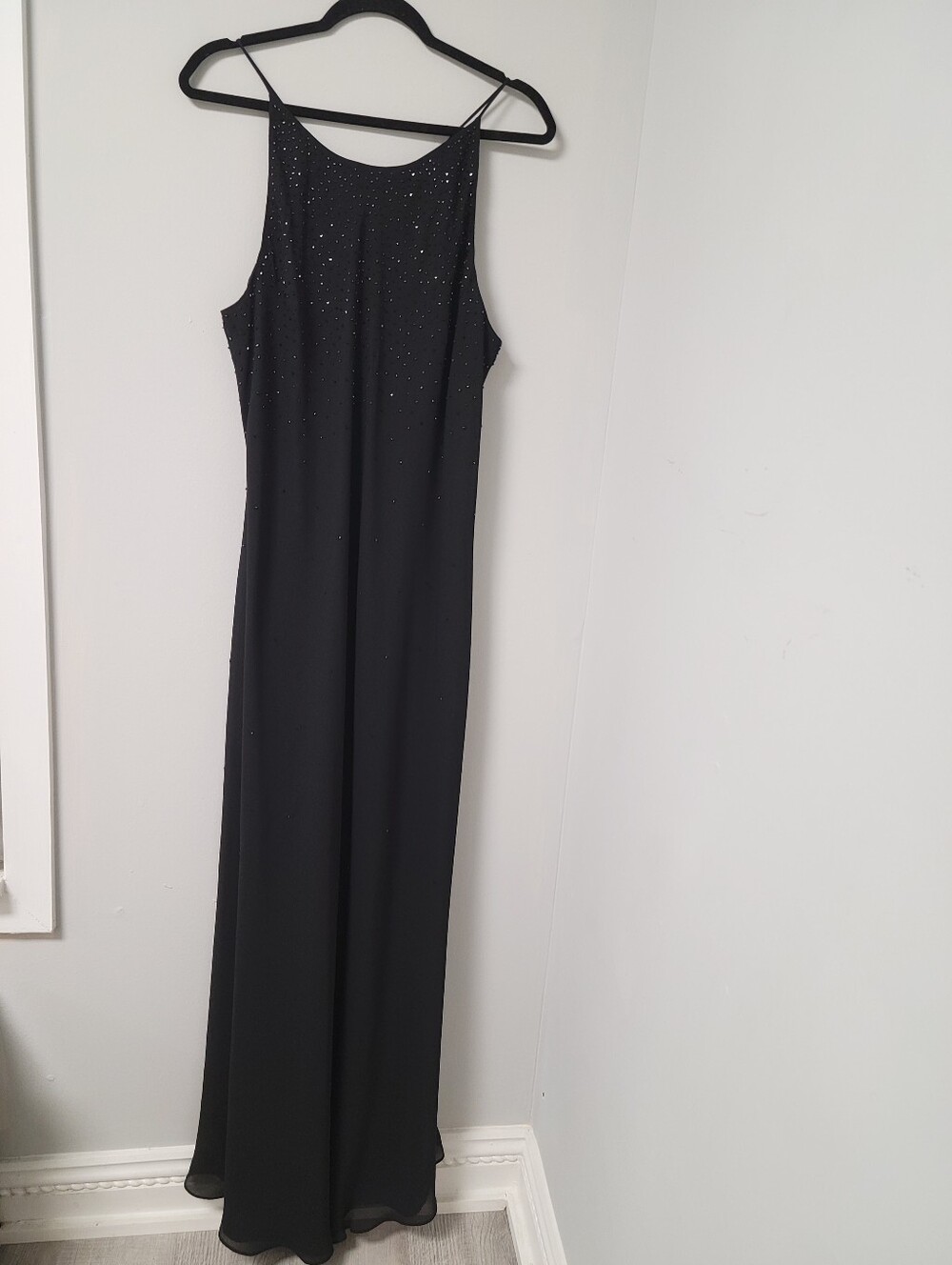 Chelsea Nites Black Beaded Chiffon Evening Gown 18W